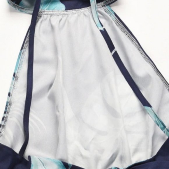 ! NEW Women's Blue Tropical Bohemian Floral Backless Halter Maxi Dress Size M ! - Picture 2 of 4